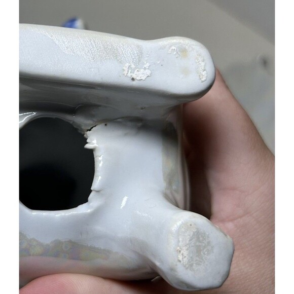 Vintage Victorian/Colonial Iridescent Porcelain Couple Having Tea (3 Pc Set) - Picture 14 of 14